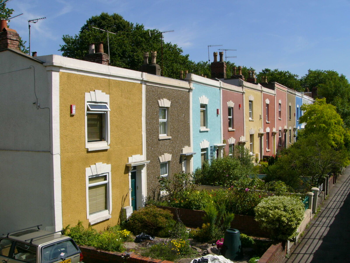 A colourful terrace of houses
